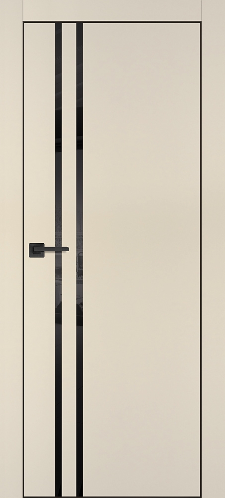 Межкомнатная дверь PX-11  черная кромка с 4-х ст. Бежевый матовый