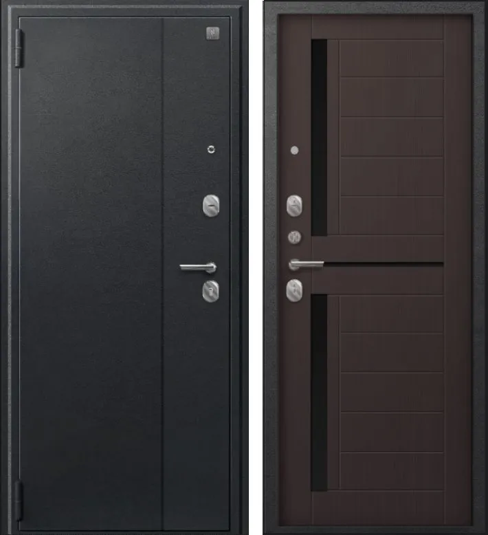 Фото Дверь A-01 черный сатин - лиственница тёмная DIS007327